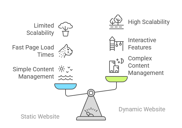 Static website design vs dynamic website